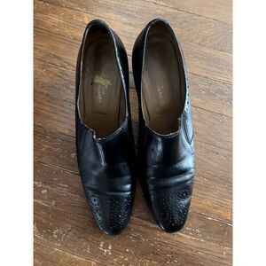 Womens Santoni Fatte a Mano Heels Oxfords Black Leather Italy Size 39